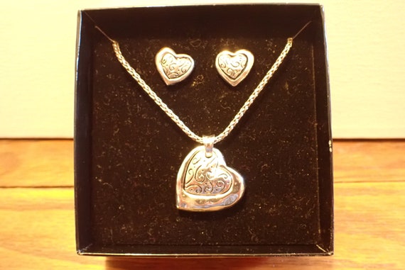 talbots silver heart necklace with matching heart