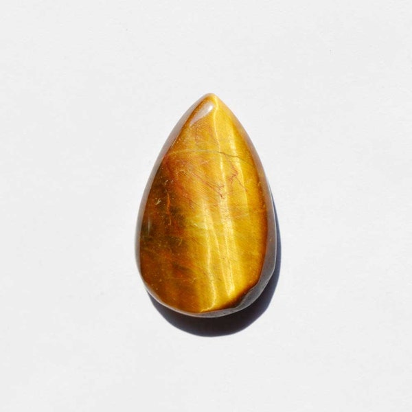 28 Cts Natural Tiger Eye Gemstone Cabachon, PEar Shape, Wholesale Supplies, Jewelry Making, Size 30x19x6.4 MM, Craft Supplies, R24845
