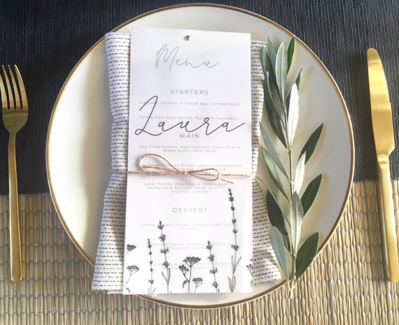 Tropical Leaf Wedding Menu Name Setting Dinner Menu Vellum Birthday Dinner Menu Vellum Name Card and Menu Vellum Wedding Menu