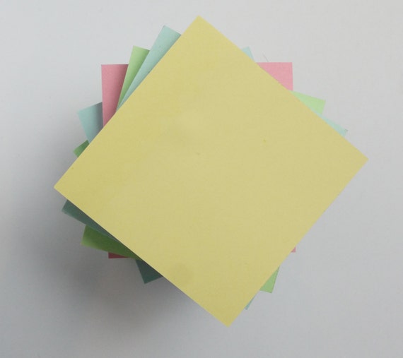 2 Sticky Note Pads, 100 Quality Assorted Pastel Coloured Square