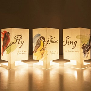 2-in-1 wenskaart en kandelaar / Kies uit Fly, Shine, Sing Garden Wildlife Birds of Eden Ontwerpen voor cadeaus / Gratis verzending binnen het VK