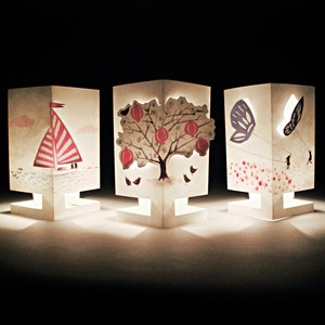 2-in-1 wenskaart en kandelaar / Kies uit Red Sail, Butterfly Kite en Pink Bell Tree Chirpy Breeze-ontwerpen / GRATIS VK-bezorging