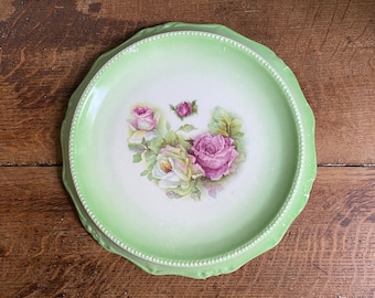 Beautiful large antique vintage floral rose bread cake plate