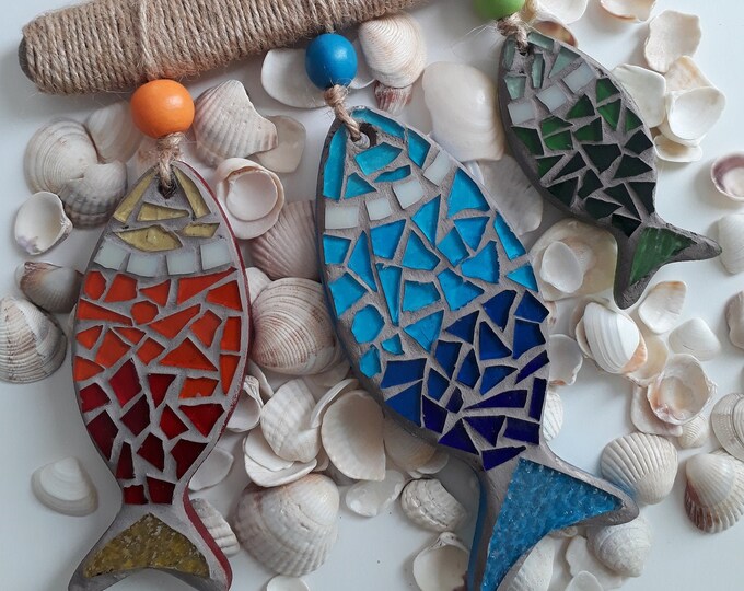 Mosaic Fish Beach Decor, Wall Art Mosaic, Colorful Wall Art, Mosaic