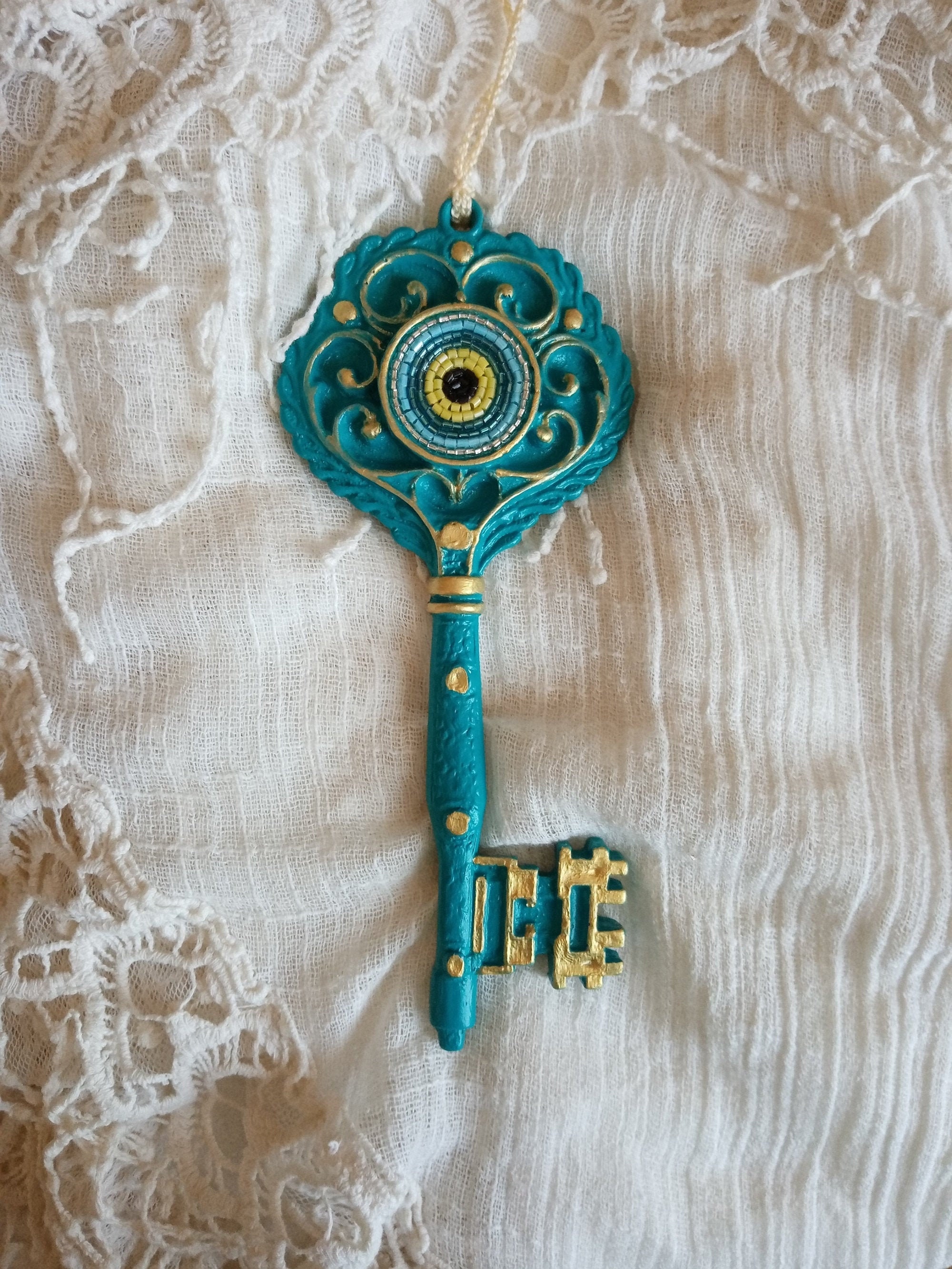 Turquoise Key Wall Decor Evil Eye Wall Art Key Gift for Etsy