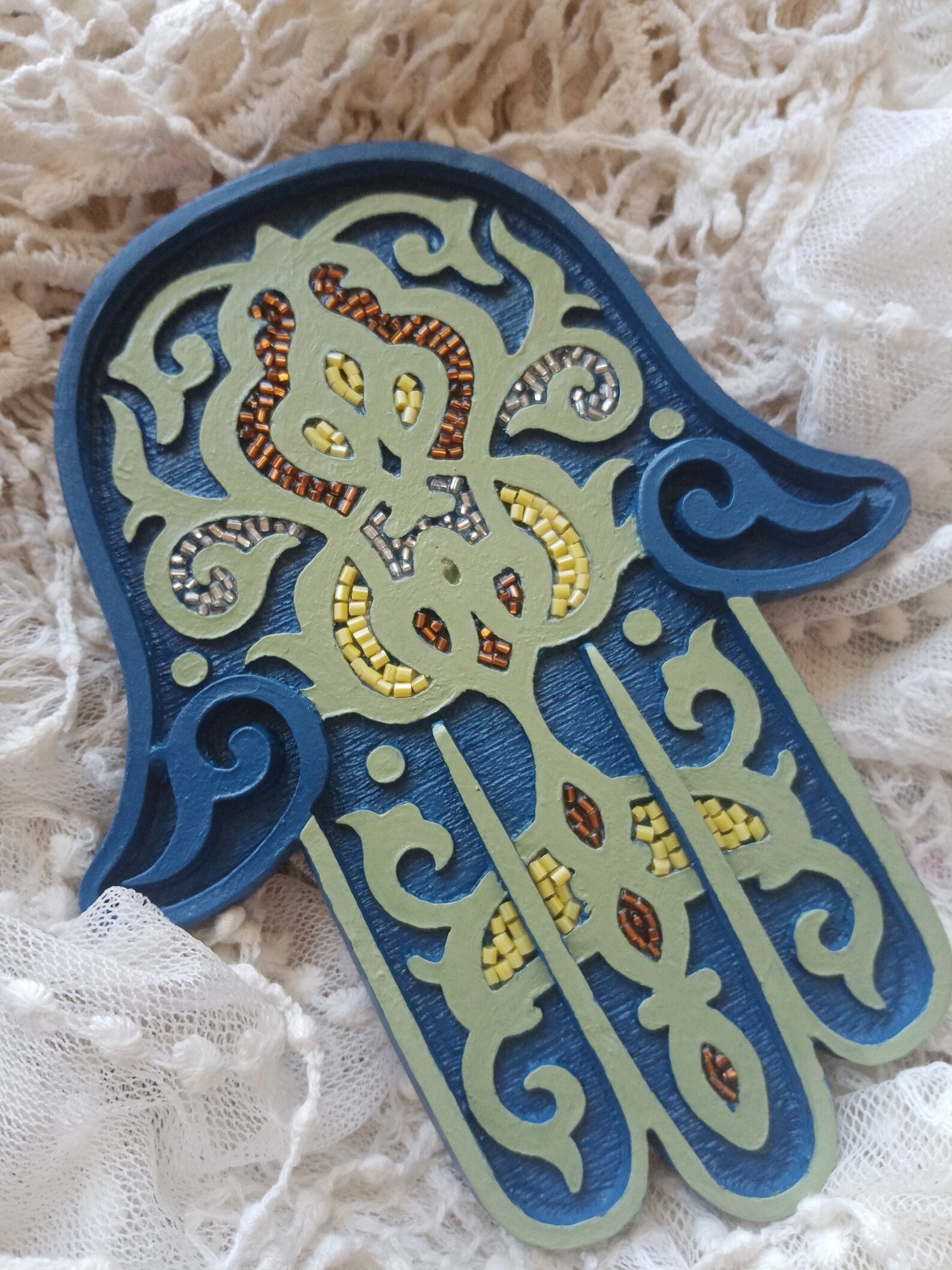 Navy Blue Hamsa Wall Decor Hamsa Wall Hanging Hand of Fatima Etsy