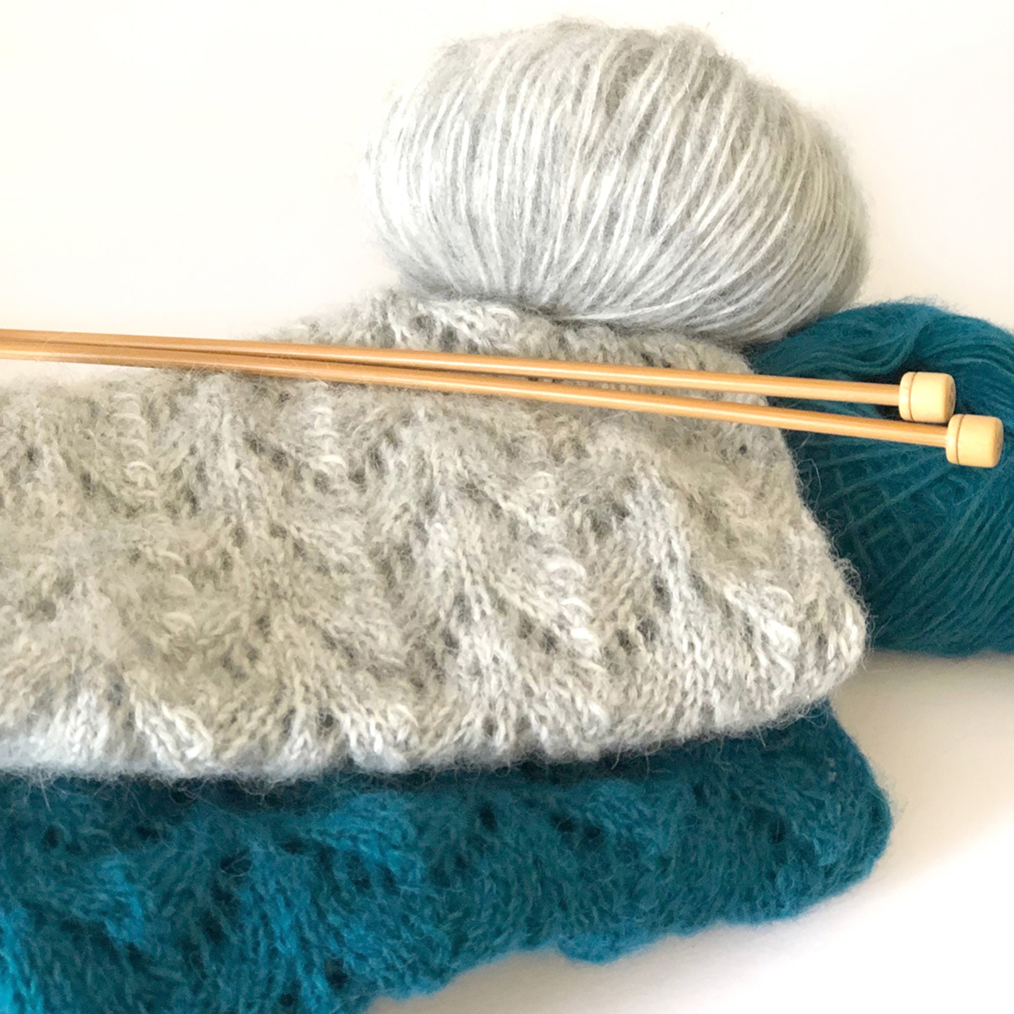 Pale Grey Hand Knit Cowl Soft Alpaca-blend Lacey Pattern - Etsy