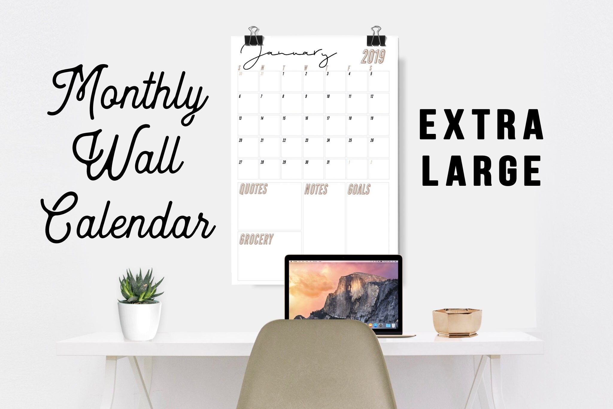 2018-2019 Extra Large Wall Calendar Printable | Etsy