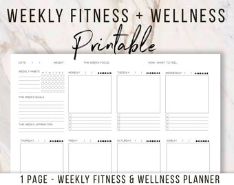 Fitness Planner - Fitness Tracker - Fitness Journal - Weight Loss Planner - Wellness Journal - Wellness Planner