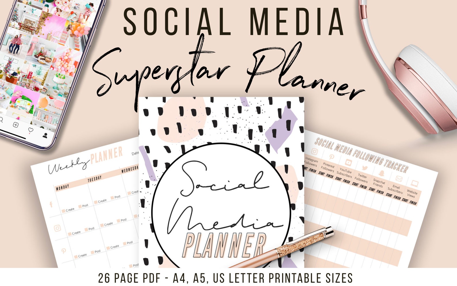 Social Media Planner Printable Bundle