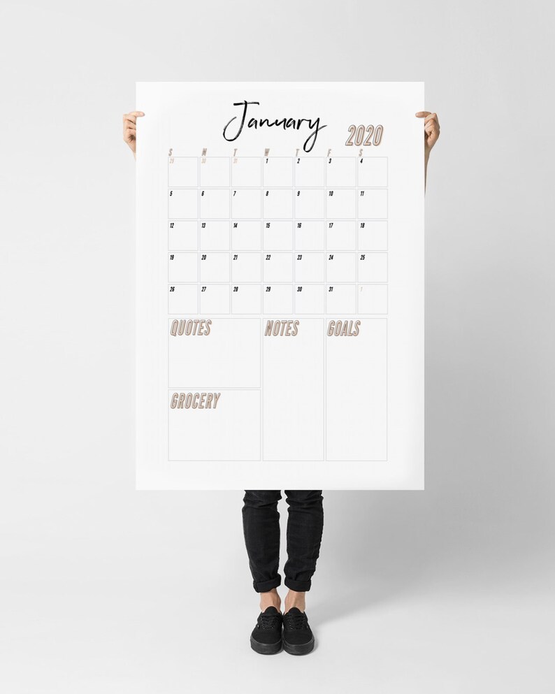 Extra Large Wall Calendar Large Lcd Displays Current Time Active 