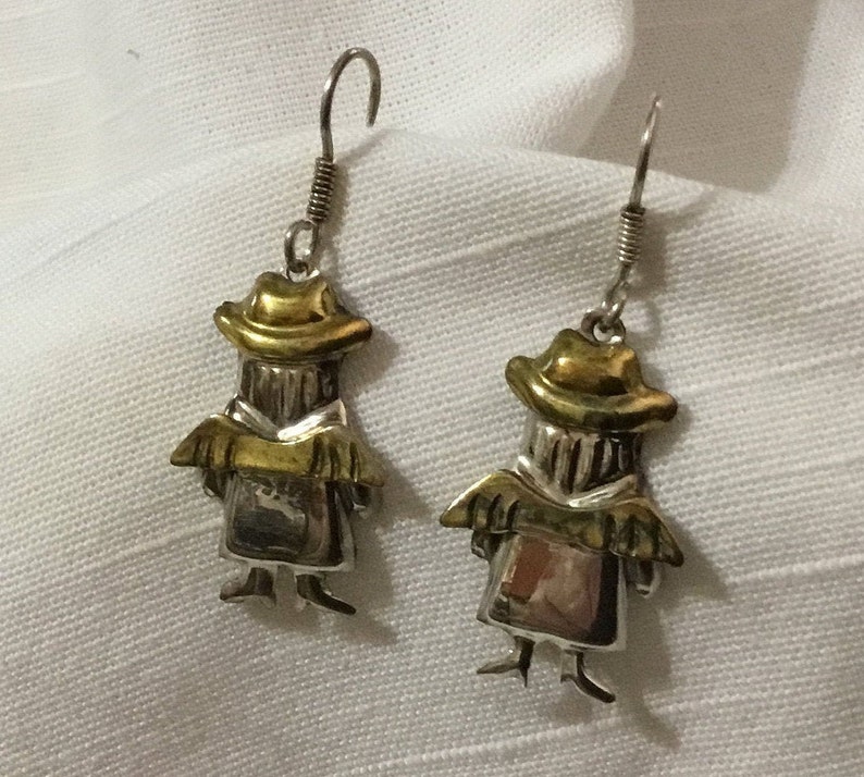 Mexico Sterling Silver Angel with Wings Fishhook Earrings