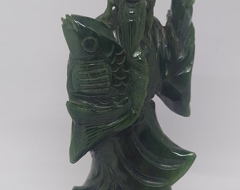 Lapidary Art Nephrite Jade Hand-Carved Fisherman