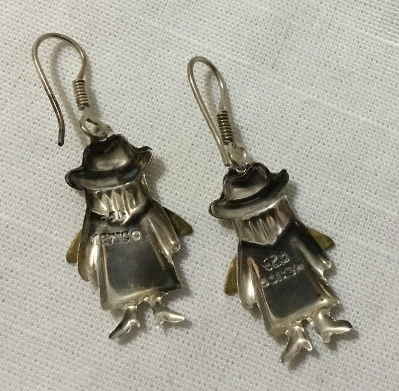 Mexico Sterling Silver Angel with Wings Fishhook Earrings