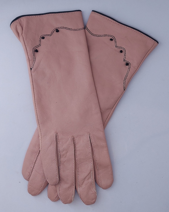 Naf Naf Minimalist Pink  Leather Gloves, VTG