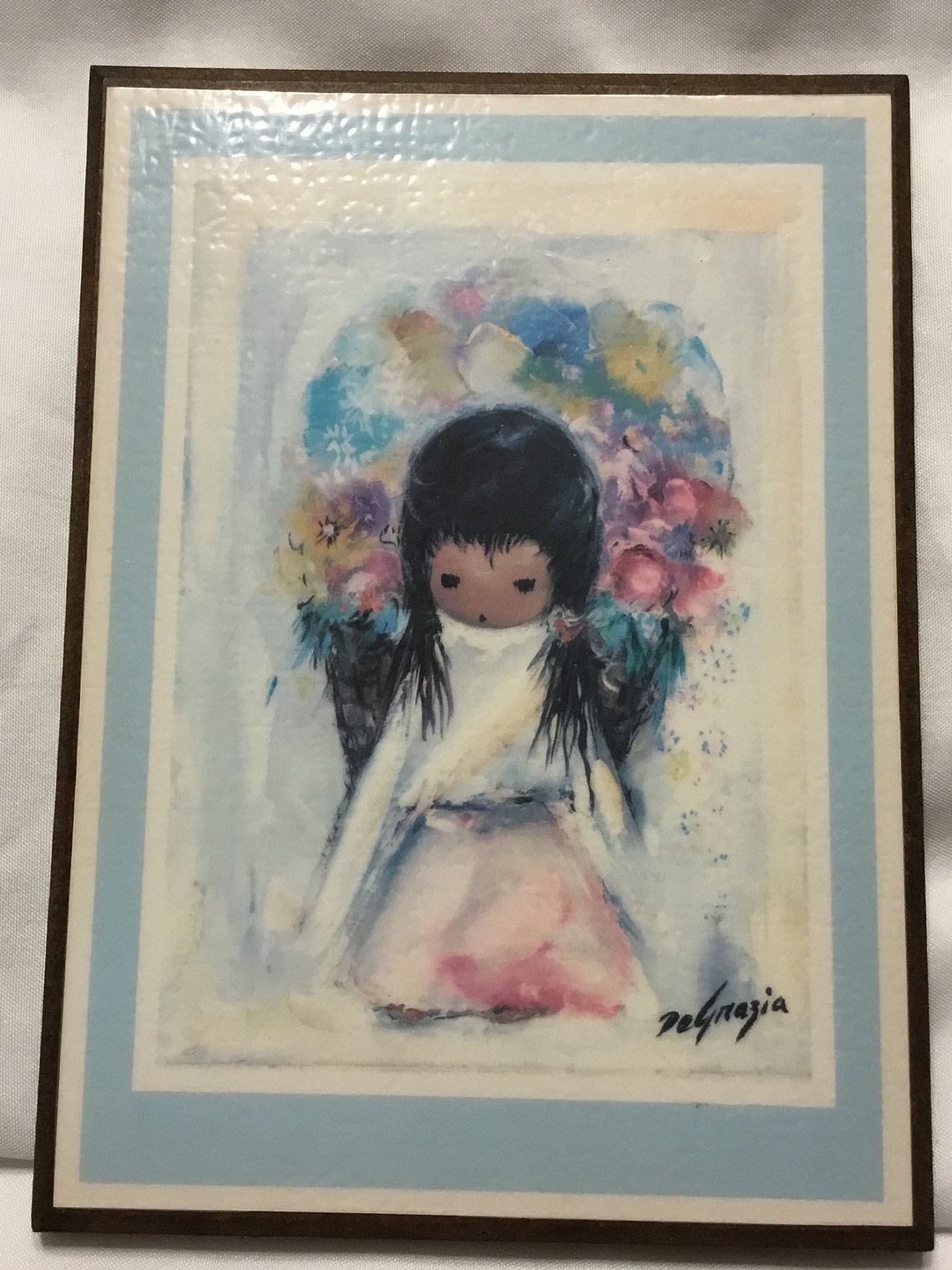 DeGrazia Flower Boy and Flower Girl Wood Plaque Pictur Etsy