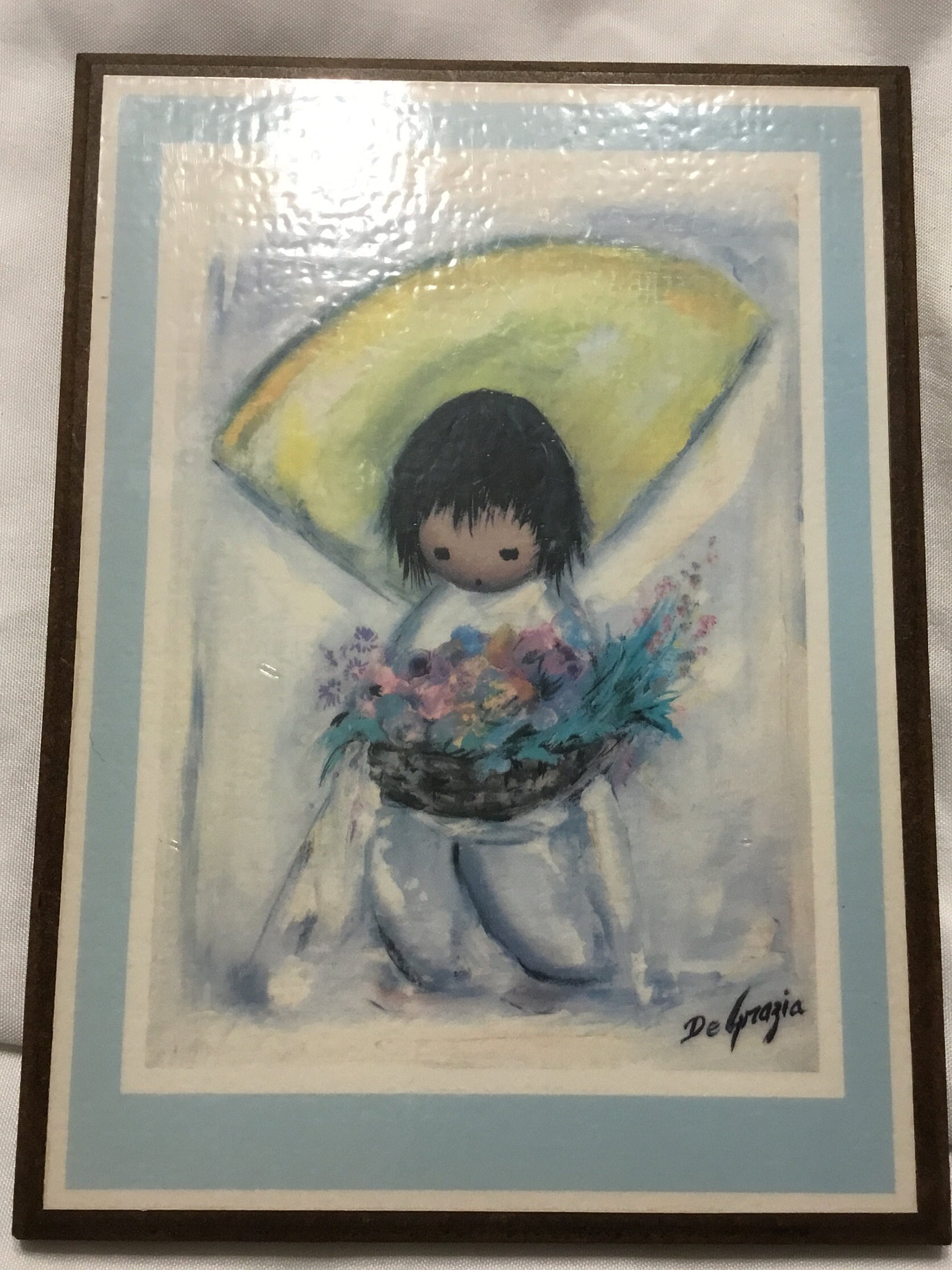 DeGrazia Flower Boy and Flower Girl Wood Plaque Pictur Etsy