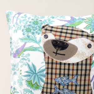 Otter cushion cover made with vintage Jonelle fabric a handmade cushion for an eclectic home image 1