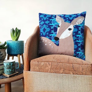 Bambi cushion cover made using appliqué with vintage fabrics image 5