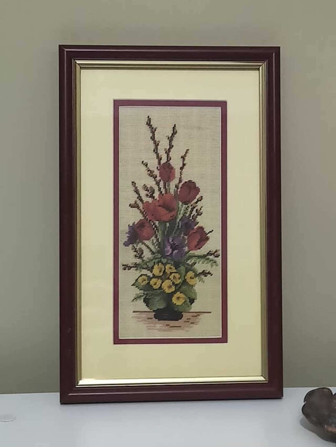 Framed Gobelin Wall Hanging Needlepoint Tapestry with Glass Etsy