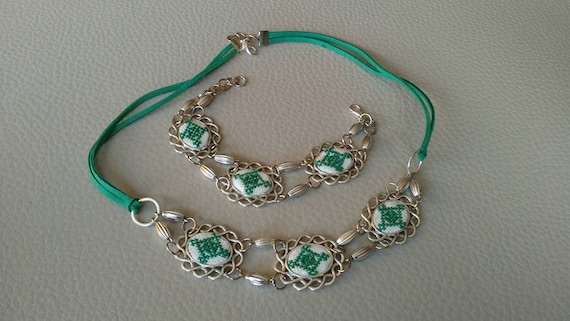 Folk Model of Bucovina-necklace and Bracelet,romanian Folk Art