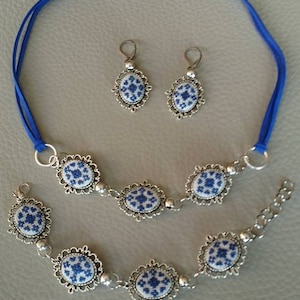 Modelo popular de Bucovina - conjunto de joyas, arte popular rumano, conjunto étnico, bordado a mano, regalo para ella, punto de cruz, joyas cosidas, único, arte, elegante