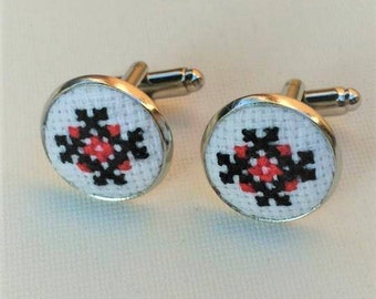 Men's Cufflinks Handmade Wedding Embroidered Cufflinks Folks Style Cufflinks Boyfriend Gift Groom Accessories