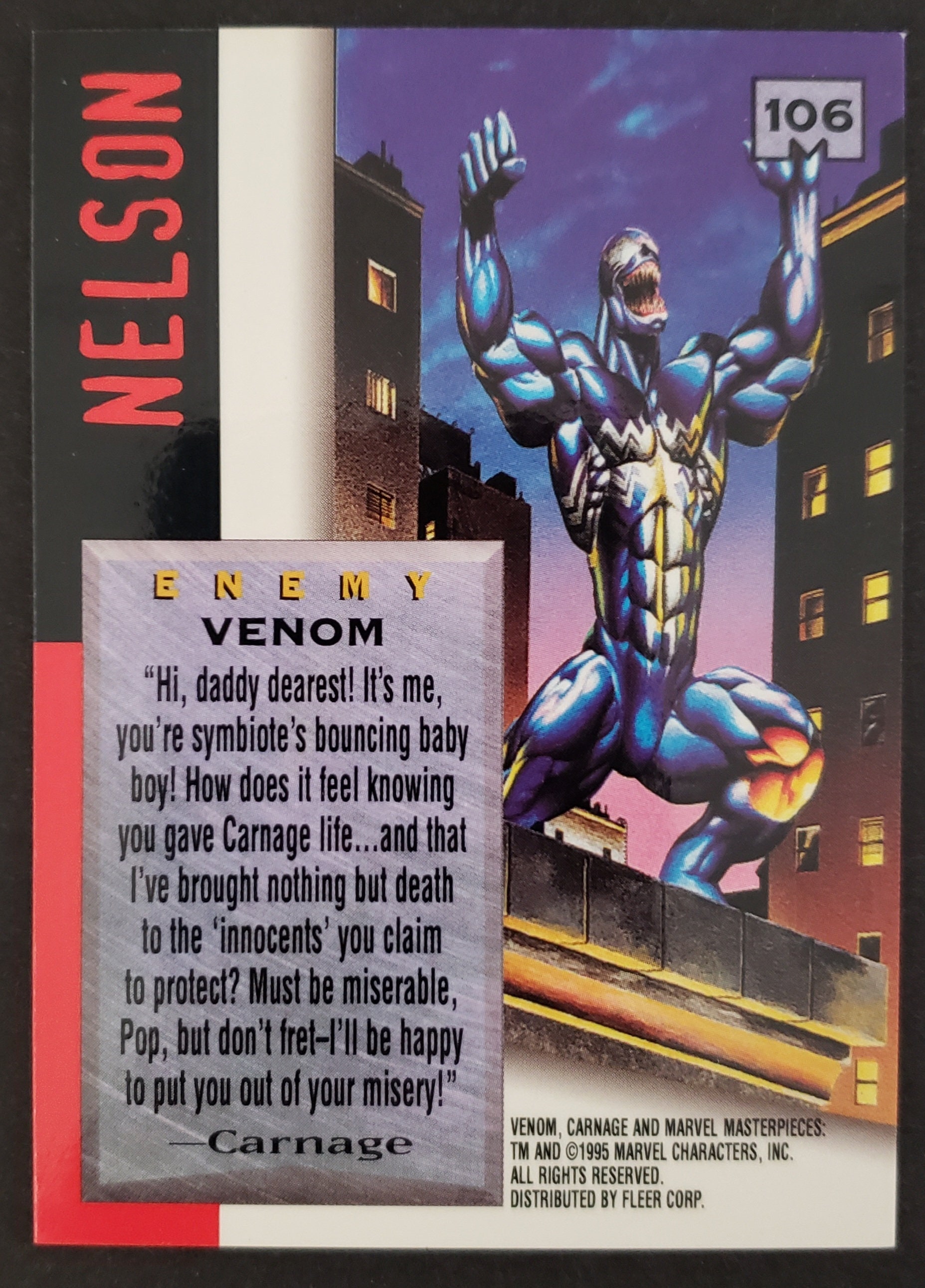 1995 Fleer Marvel Masterpieces Emotion Gold Signature Series Venom