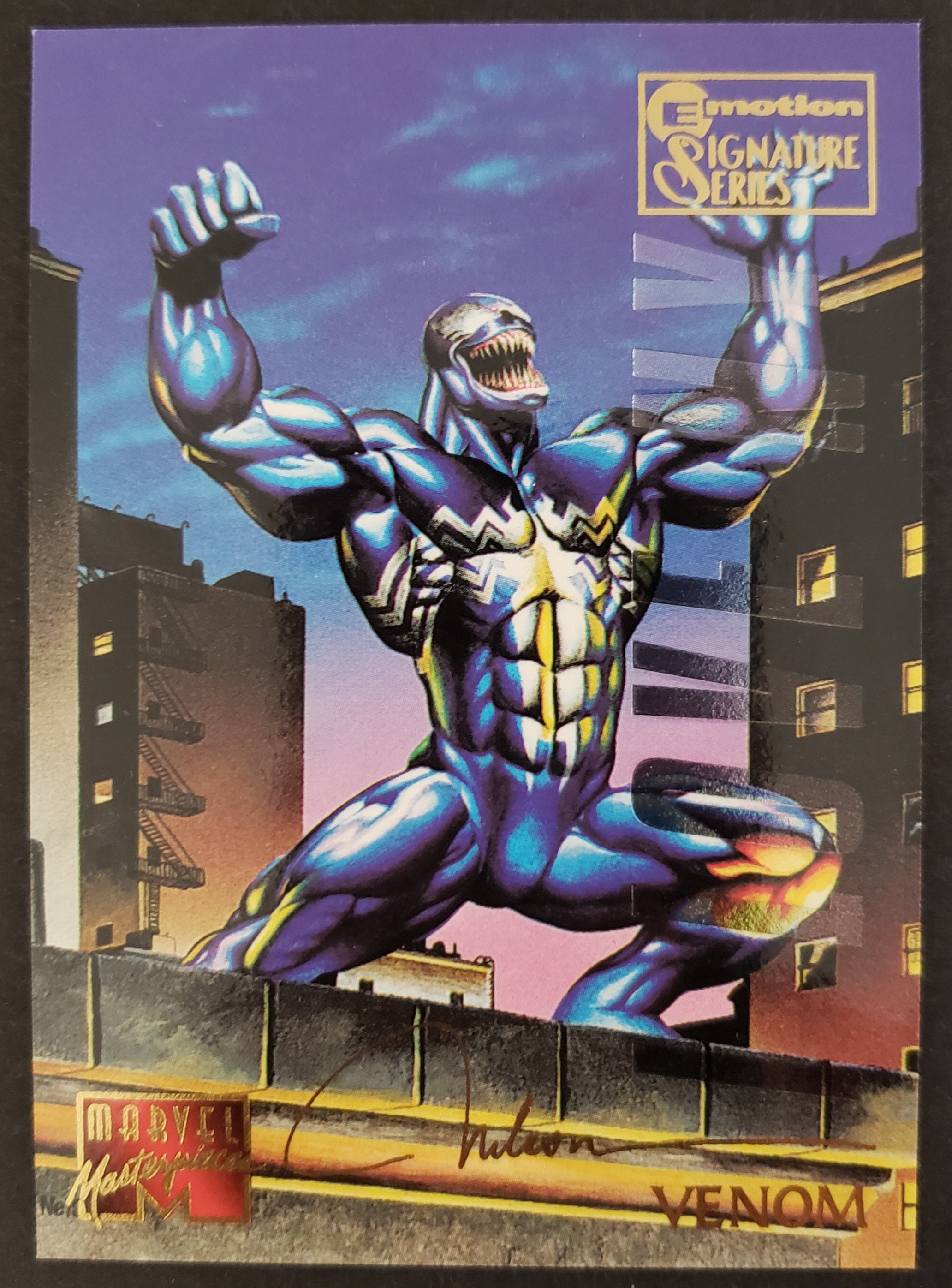 1995 Fleer Marvel Masterpieces Emotion Gold Signature Series Venom