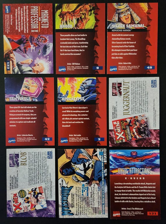 1990s Marvel X-men Villain Lot of 9 Cards Apocalypse/mystique/the