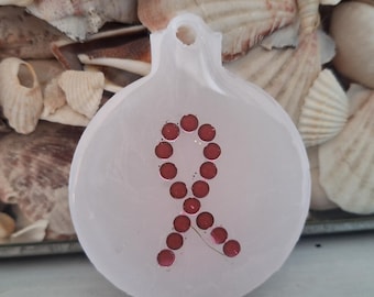 Handmade Resin Art Pink Cancer Awareness Christmas Ornament / Suncatcher / Trendy Cute Christmas Gift / Keepsakes