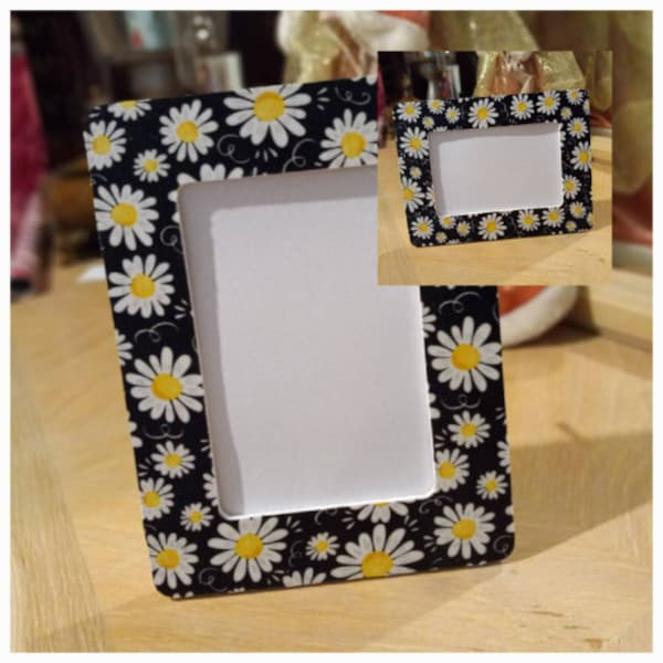 Rustic Daisy Wood Decoupage Photo Picture Frame / Freestanding Frame /Daisys Frame