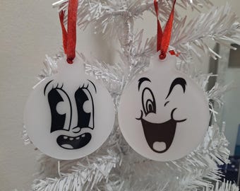 Handmade Resin Art Funny Face Snowman Christmas Ornament / Trendy Cute Christmas Gift / Keepsakes
