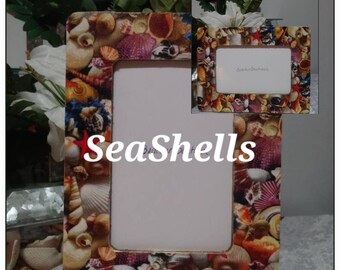 Beach Theme Tropical Hawaiian Seashells Wood Decoupage Photo Freestanding Frames