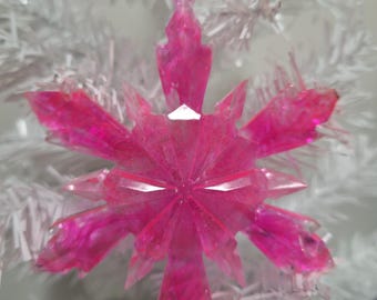 Resin Art Bright Pink Snowflake / Suncatcher / Christmas Ornament Holiday Decor