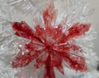 Handmade Resin Art Christmas Red Snowflake / Suncatcher / Christmas Ornament Holiday Decor