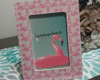 Tropical Flamingo  Wood  Decoupage Photo Frames / Freestanding Frame