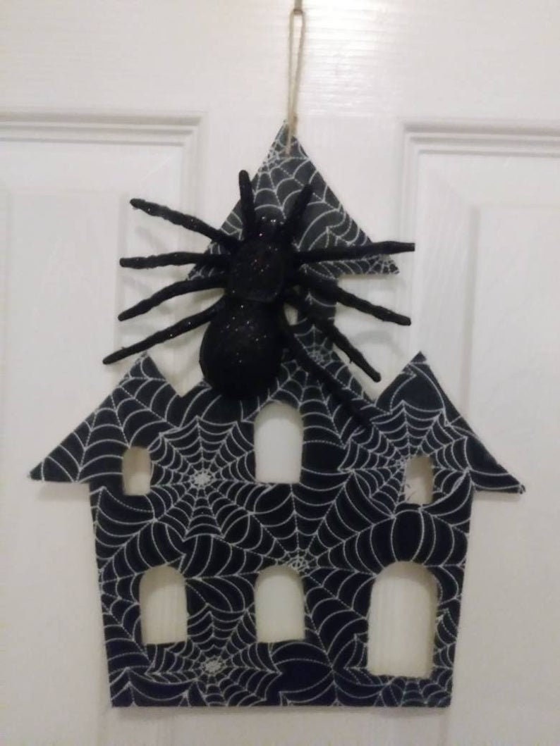 Spider Web Haunted House Wood Sign / Spider Web House | Etsy