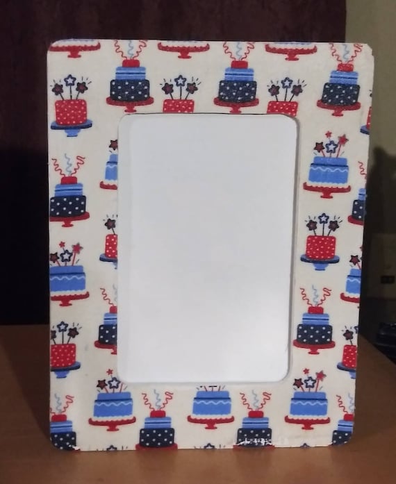 4th of July Rustic Decoupage Wood 4 x 6 Picture Photo Frame / Happy Birthday America