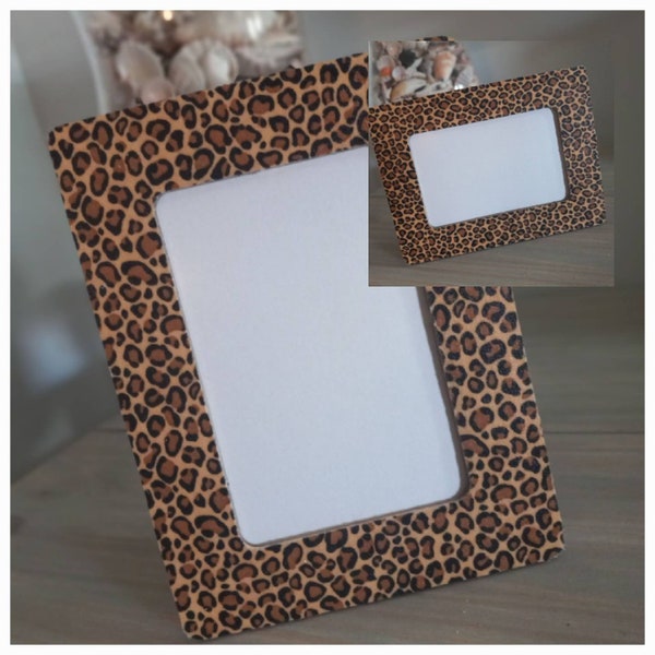 Cheetah Animal Print Rustic Decoupage Wood 4 x 6 Picture Photo Frame/ Freestanding Frame