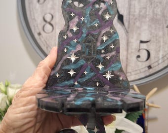 Handmade Resin Art Mystical Cat Shelf / Jewelry Candle Holder