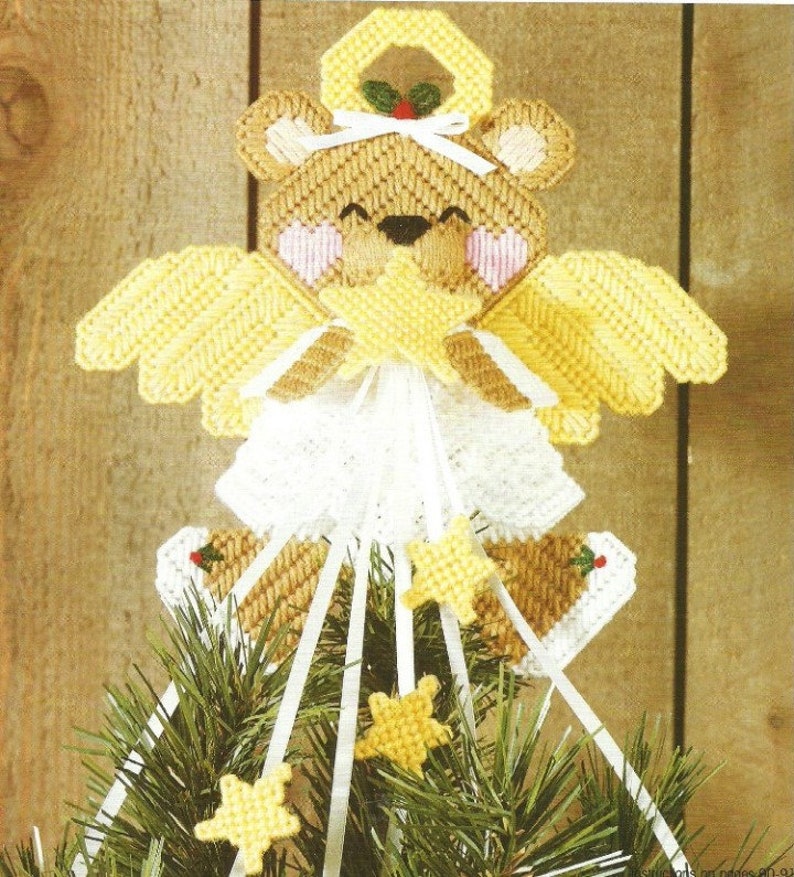 Teddy Bear Angel Christmas Tree Topper / Vintage 7ct Plastic Etsy