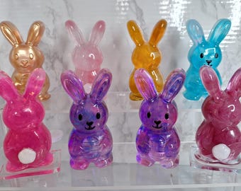 Handmade Resin Art Bunny Rabbit Figurine / Nightlight / Easter Decor