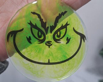 Handmade Resin Art Grinch Christmas Ornament / Grinch Suncatcher / Trendy Cute Christmas Gift / Keepsakes