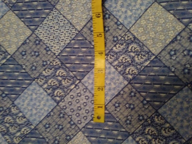 Country Farmhouse Blue Quilt Pattern Cotton Fabric Material