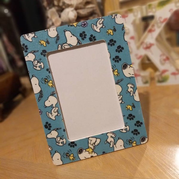 Snoopy Inspired Wood Decoupage Photo Picture 4X6 / 6X4 Frame / Heart Frame