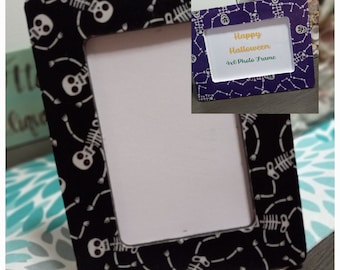Halloween Spooky Dancing Skeletons Wood Decoupage Photo Freestanding Frame