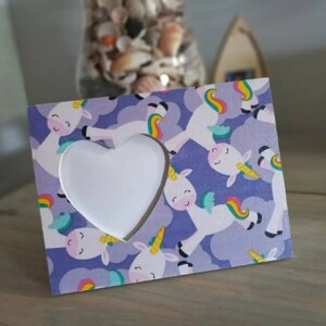 Playful Unicorn Heart Wood Photo Picture Frame / Unicorn Frame /