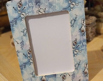 Frozen Inspired Dancing Olaf / Ice Breaker Wood Glass Decoupage Photo Frames / Freestanding Frame