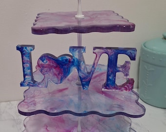 Hand Crafted 3-Tier Resin Art Cupcake Stand / Dessert Stand / Birthday Cupcake Stand / Wedding Stand / Baby Shower Cake Stand Display